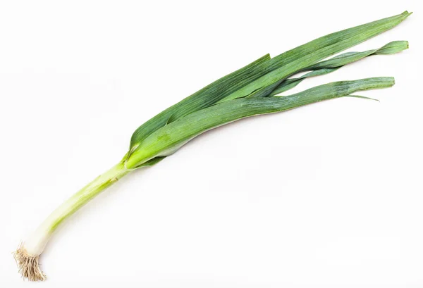 Stiel frischer grüner Lauchzwiebeln auf weißem — Stockfoto