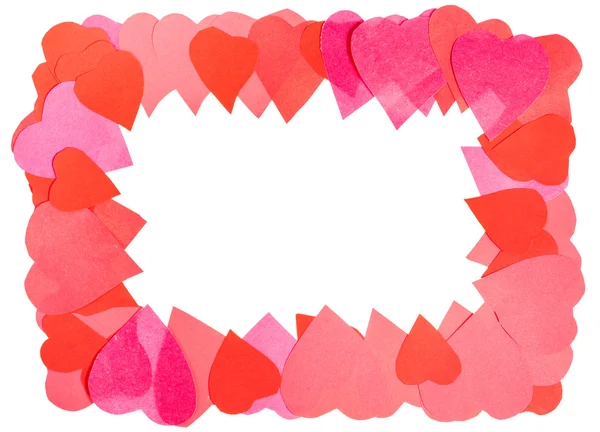 Moldura de corações esculpidos a partir de papel — Fotografia de Stock