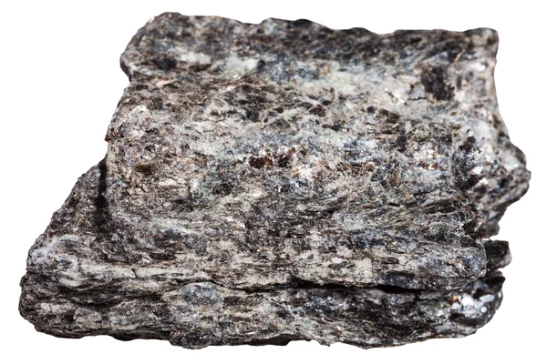 Mineral xistoso de quartzo-biotita isolado sobre branco — Fotografia de Stock