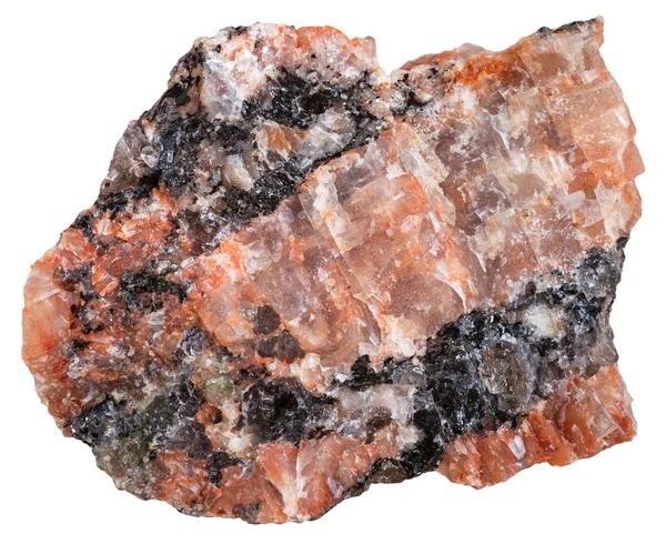 Röd granit mineral isolerad på vit — Stockfoto