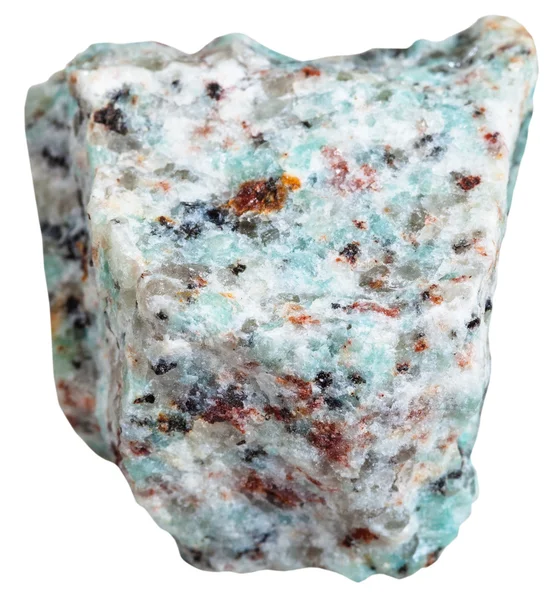 Pietra granito amazonitic isolato su bianco — Foto Stock