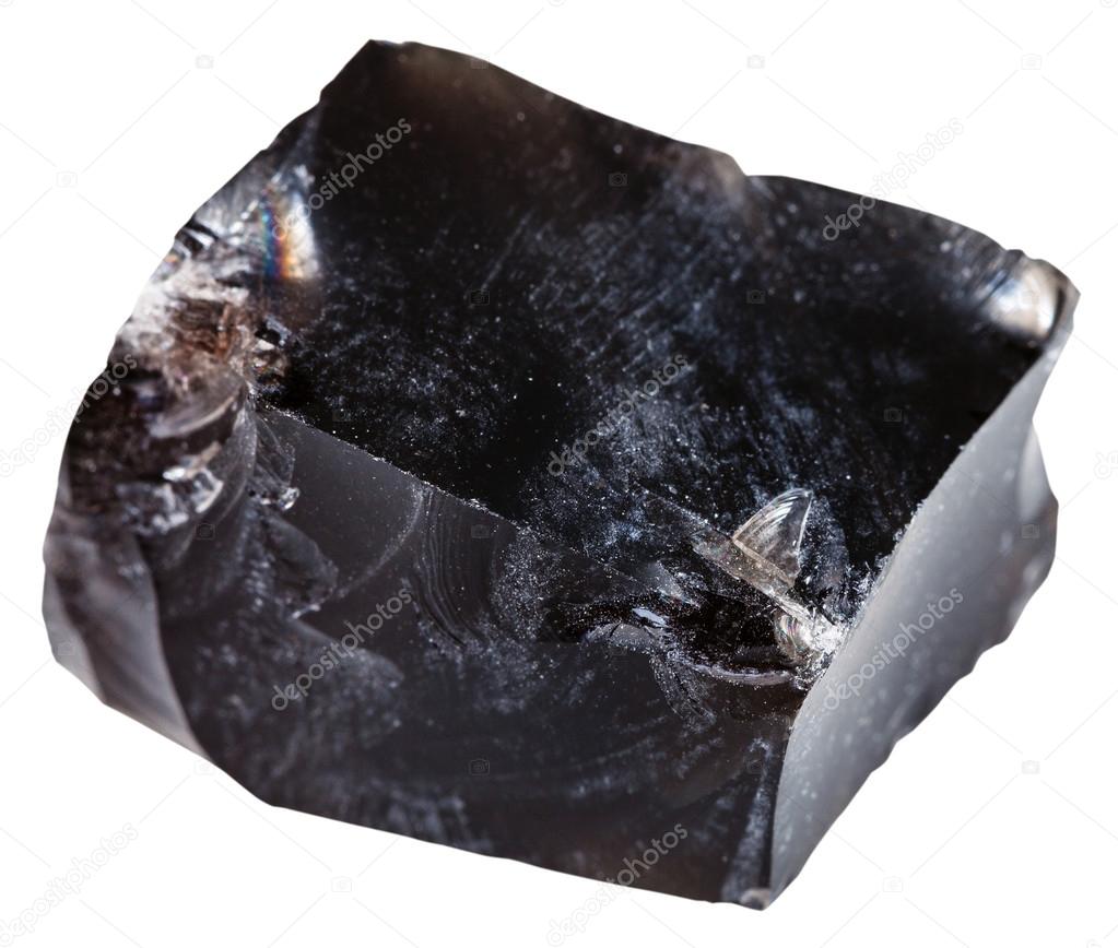 black obsidian (volcanic glass) mineral isolated