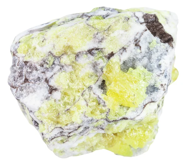 岩石中の硫黄(ブリムストーン、硫黄)静脈 — ストック写真
