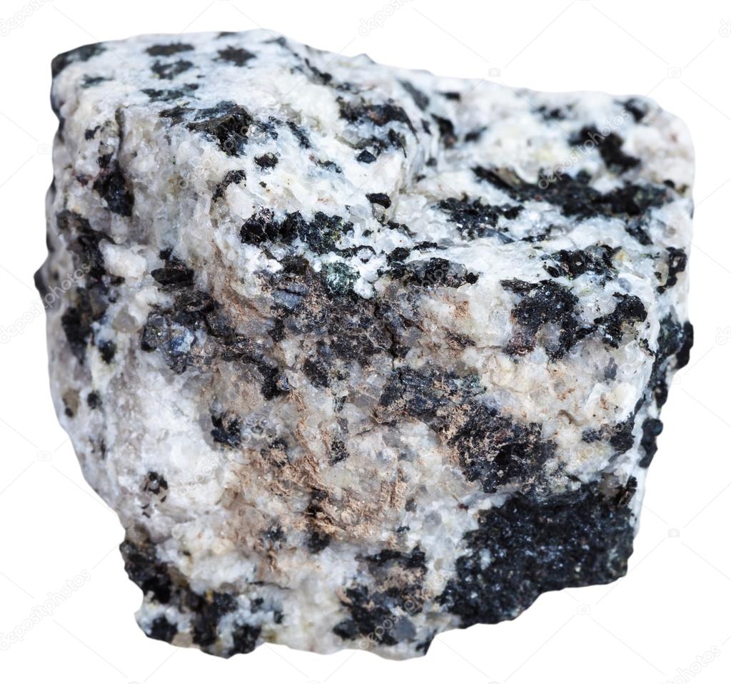 white and black granite mineral isolated