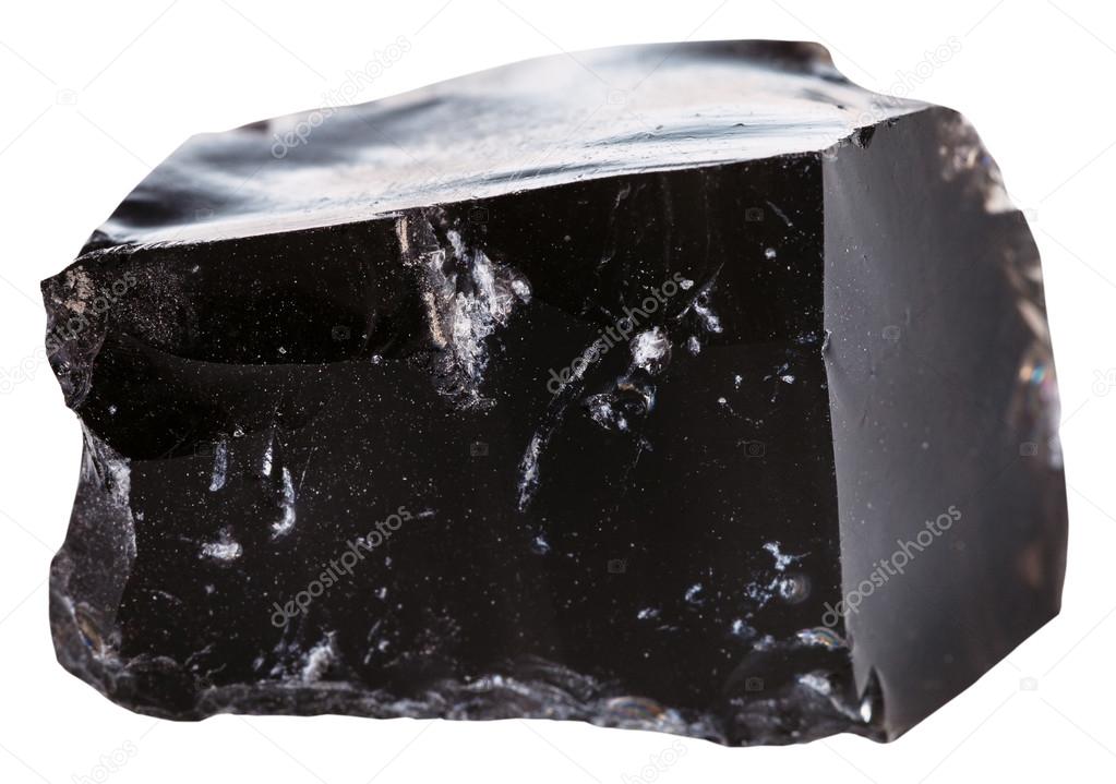 black obsidian (volcanic glass) stone isolated