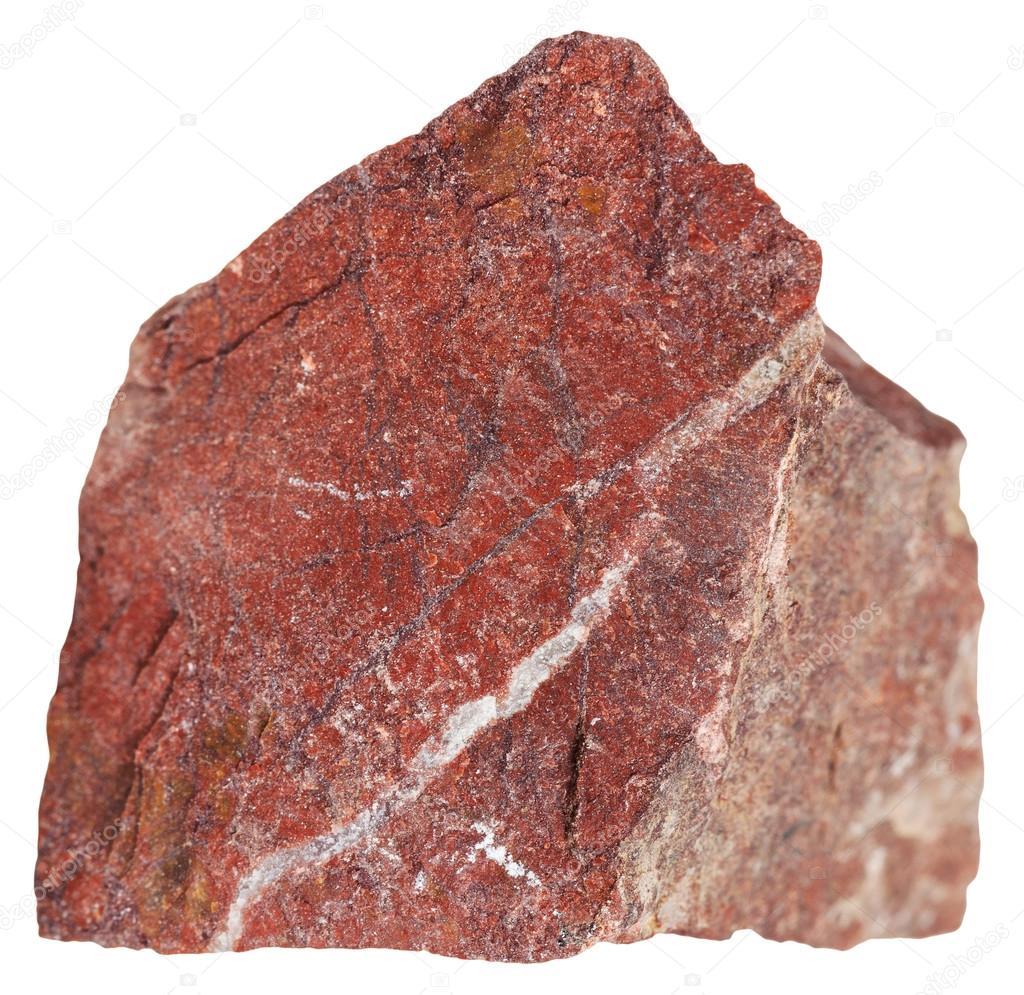 piece of red jasper mineral isolated