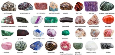 various tumbled ornamental stones with names clipart
