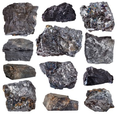 collection from specimens of various coal minerals clipart