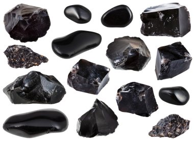 siyah obsidyen örnekler üzerinden koleksiyonu