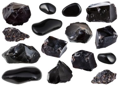 collection from specimens of black obsidian clipart