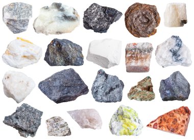 collection of natural mineral specimens clipart