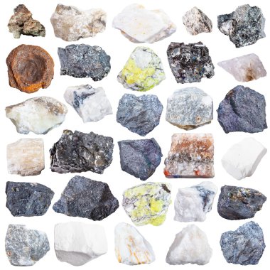 set of natural mineral specimens clipart