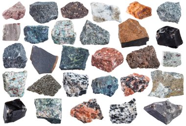 set of Igneous rock specimens clipart
