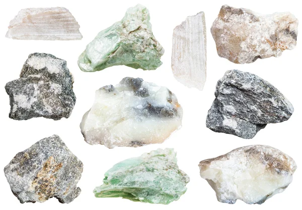 Συλλογή από δείγματα τάλκη και ηφαιστιακή πέτρα — Φωτογραφία Αρχείου