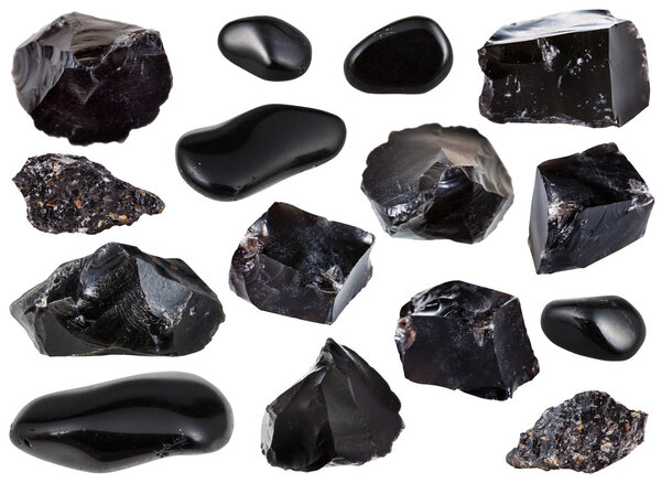 collection from specimens of black obsidian