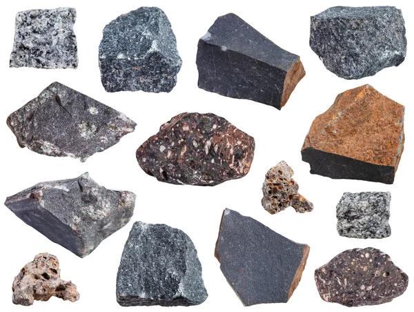 Коллекция из образцов базальтовых пород — стоковое фото