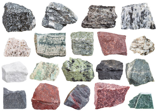 collection of metamorphic rock specimens