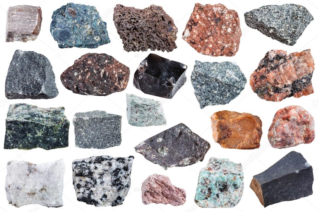 collection of Igneous rock specimens