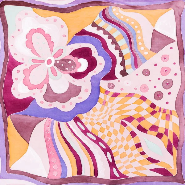 粉红色的手绘围巾蜡染技术 — 图库照片