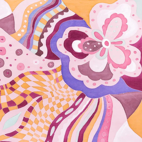 Růžové a fialové květinový vzor na hedvábné Batikované — Stock fotografie