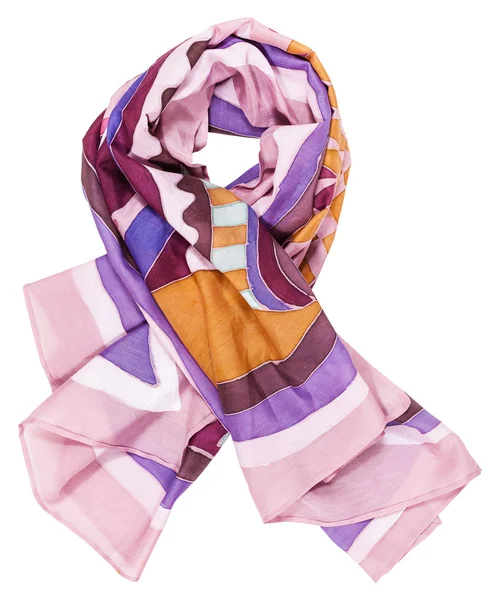 Knutna scarf från Rosa målade silke batik — Stockfoto