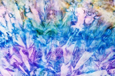 soyut mavi ve mor renkli dikişli batik