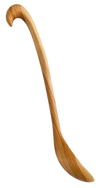 Вид сбоку деревянной ложки, вырезанной из ольхи — стоковое фото