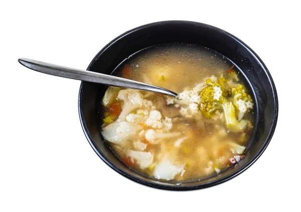 Sopa Con Estelina Pasta Italiana Verduras Coliflor Brócoli Etc Tazón —  Fotos de Stock