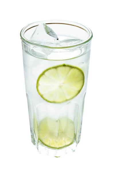 Highball Glass Prepared Gin Tonic Cocktail Rock Two Slices Lime — Stock Photo, Image