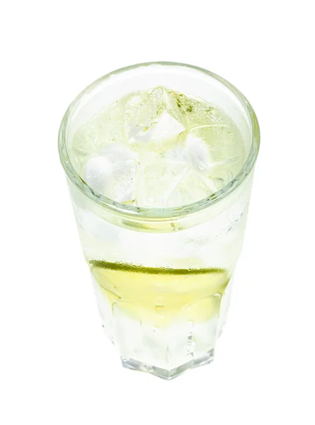 View Gin Tonic Cocktail Highball Glass Slices Lime Cubes Ice — Stock Photo, Image