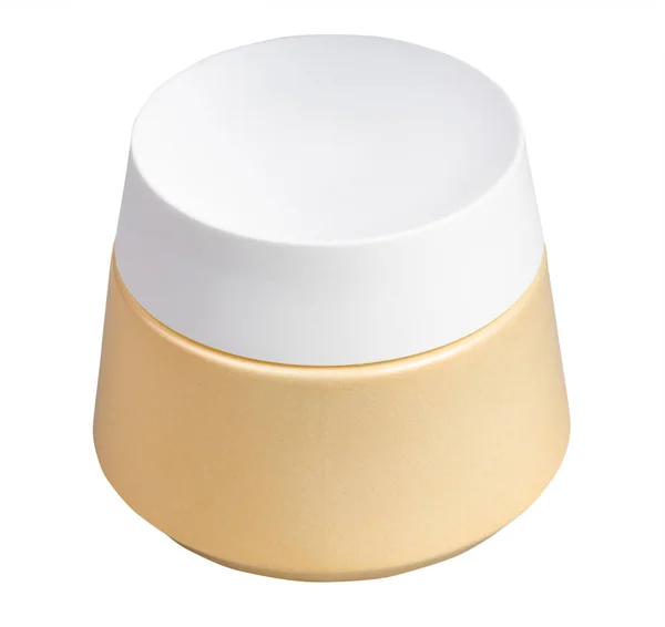 Closed Shiny Jar Cosmetic Cream White Lid Isolated White Background — Stock Photo, Image