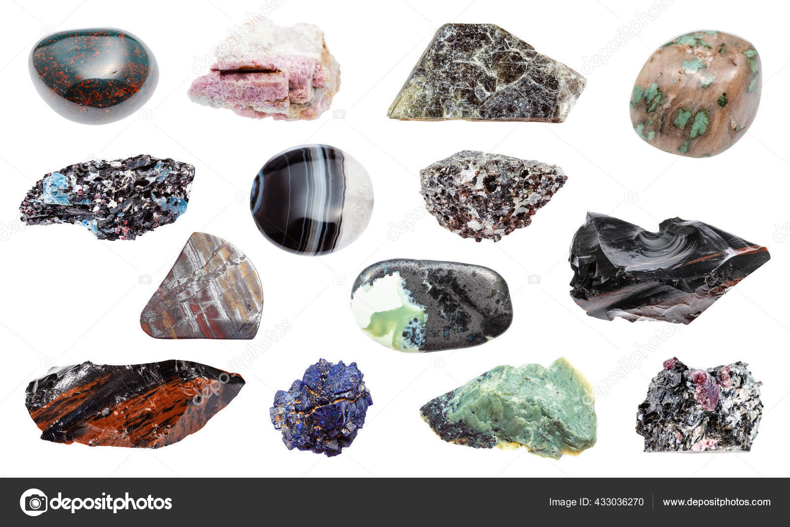 Сбор Различных Образцов Природных Минералов Агат Кровавый Камень ...