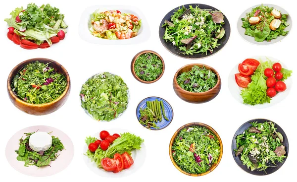 Raccolta Insalata Fresca Verdure Foglia Isolate Sfondo Bianco — Foto Stock