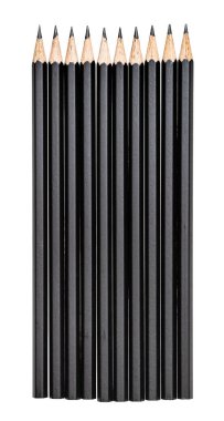 Beyaz arkaplanda izole edilmiş siyah grafit kalemler.