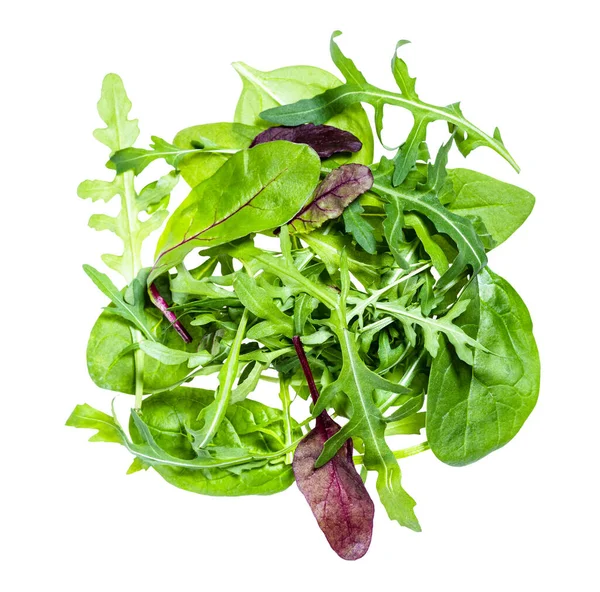 Mistura Saladas Verdes Sortidas Isoladas Fundo Branco — Fotografia de Stock