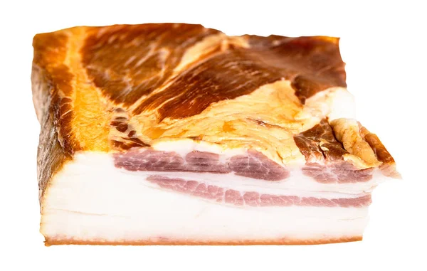 切碎的熏肉色拉 猪肉肥肉 肉层在白色背景上隔离 — 图库照片