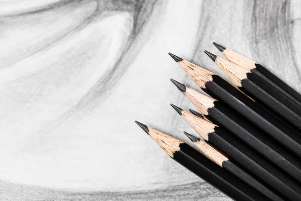 Top View Set Black Graphite Pencils Hand Drawn Academic Drawing — Stock Photo, Image