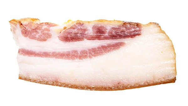 Slice Smoked Salo Pork Fatback Meat Layers Isolated White Background — Stock Photo, Image