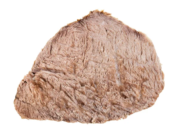 Stuk Gekookt Rundvlees Geïsoleerd Witte Achtergrond — Stockfoto