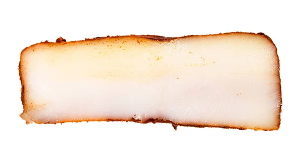 Skiva Bacon Fläskfettrik Saltad Med Paprika Isolerad Vit Bakgrund — Stockfoto
