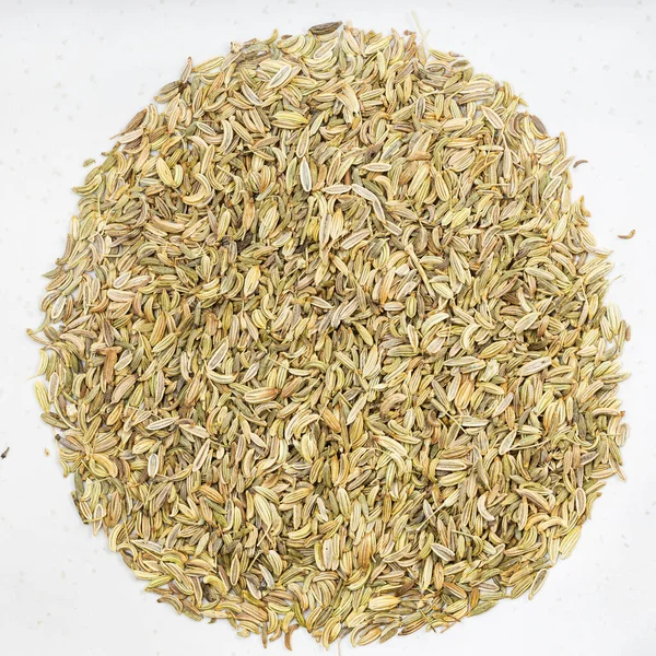 Top View Pile Fennel Seeds Gray Ceramic Plate — Stock Photo, Image
