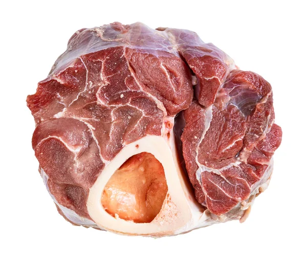 生牛肉在骨头上 白色背景隔离 — 图库照片