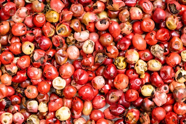 Food Background Many Pink Peppercorns Baie Rose — Stock Photo, Image