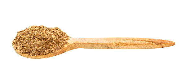 Wooden Spoon Nutmeg Powder Isolated White Background — Stock Photo, Image