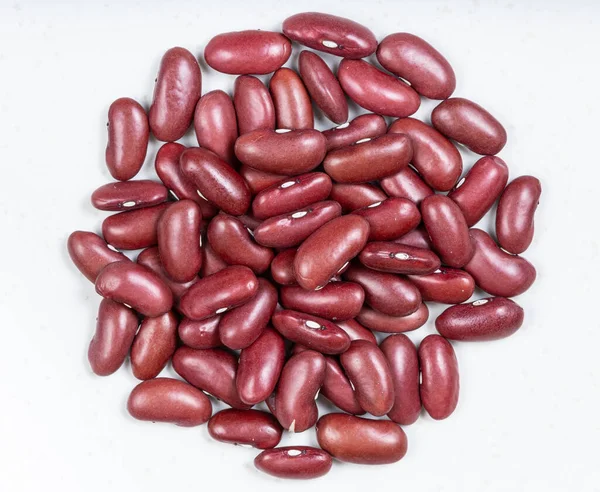 Top View Pile Raw Kidney Beans Close Gray Ceramic Plate — Stock Photo, Image