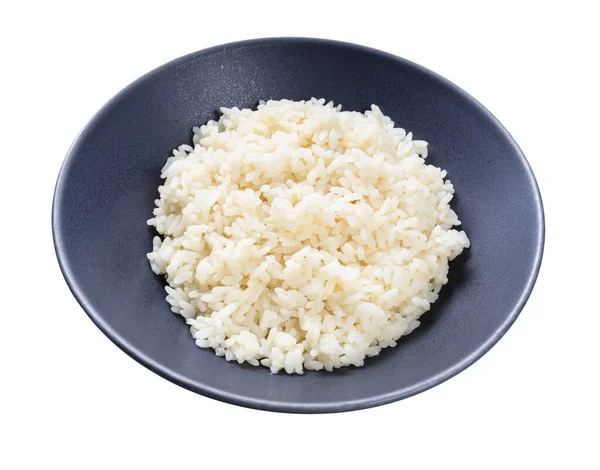 Boiled Parboiled Rice Gray Bowl Isolated White Background — Stock Photo, Image