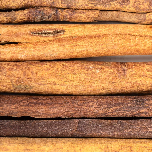 Square Food Background Several Sticks Cassia Cinnamon Close — Stock Photo, Image