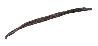 Tahiti vanilya kabuğunun tamamı beyaz arka planda izole edilmiş