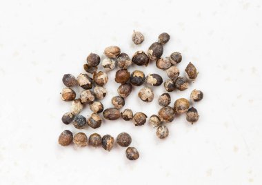 bir kaç keşiş biberi (vitex) gri seramik tabağa yakın