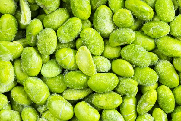 Fond Alimentaire Beaucoup Edamame Congelé Soja Non Mûr Gros Plan — Photo